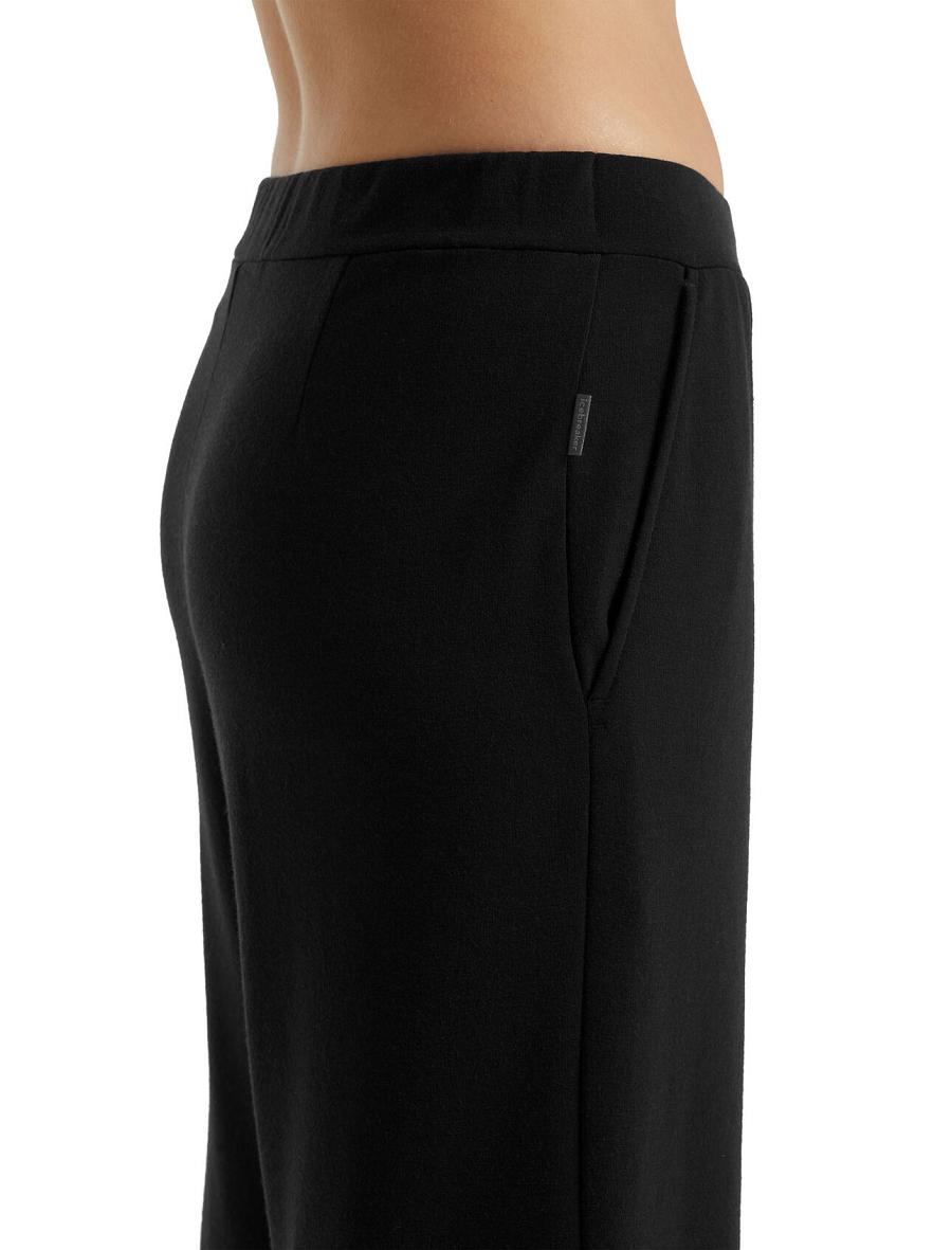 Women's Icebreaker RealFleece™ Merino Dalston Wide Pants Black | CA 1429JPQJ